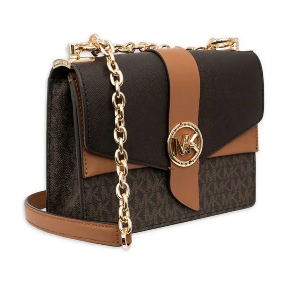 Michael Kors Greenwich small Brown and Tan signature Logo-Accent Crossbody Bag - Picture 2 of 8